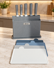 Charger l'image dans la galerie, Ensemble de couteaux et de planches à découper Schafer avec support