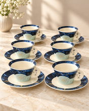 Charger l'image dans la galerie, Ensemble de 6 tasses et 6 soucoupes en fine porcelaine – 12 pièces