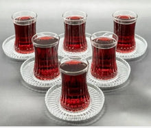 Charger l&#39;image dans la galerie, Paşabahçe Ensemble de 6 verre a thé et 6 sous verre