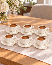 Charger l'image dans la galerie, Ensemble de 6 tasses à café turc et à espresso avec soucoupes – Nehir